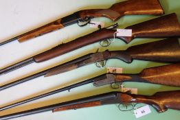 Five various stock and actions, .22 BSA Rifle, .410 Baikal A17697, double barrelled 12-bore Baikal