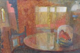 Lionel Bulmer (1919-1992) (ARR), "All day at Shelland", (Suffolk), interior scene with taxidermy