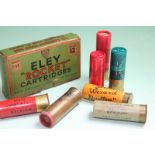 A group of collector's shotgun cartridges, to include a pack of 5 Eley Rocket, several "Yellow