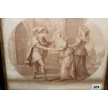 After G B Cipriani, two oval sepia figural prints and three other pairs of 18th/19th Century