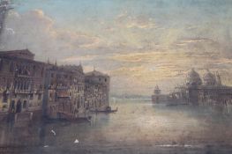 Italian School (19th Century), View of the Grand Canal, Venice, indistinctly signed, inscribed