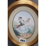 Fourteen Victorian oval colour lithographs of dancers and eight French Victorian prints of
