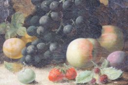 Oliver Clare (1853-1927), Still life of grapes and other fruit, signed, oil on canvas, 37 x 32cm. (