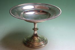 A silver comport on turned stem ribbed rim, dated Sheffield 1920, 17ozs