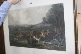 After R.B. Davis and others, four large folio hand coloured prints of sporting and hunt meets,