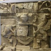 A rare Henry VIII stone armorial depicting the Tudor Royal Arms of England, complete with the lion