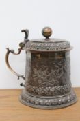An unusual 19th Century silver plated lidded tankard by Elkington, plaque to base Department of