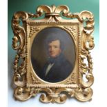 Stephen Pearce (1819-1904), Portrait of a young man in dark suit and cravat, inscribed on frame