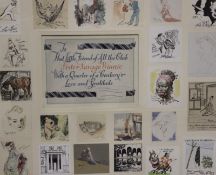 A montage of paintings, cartoons and sketches dedicated to Winnie Dodd "with a Quarter of a