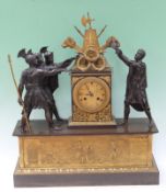 A rare early 19th Century French gilt and patinated bronze mantel clock depicting 'The Oath of the