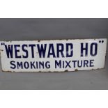 An enamel advertising sign for "Westward-ho" smoking mixture 127 x 38 cm