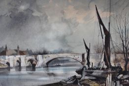 Rowland Hilder (1905-1983) (ARR), Aylesford Bridge (Kent), signed, watercolour, 35 x 51cm.