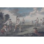 An 18th Century hand coloured cricketing print, entitled The Game of Cricket as played in the