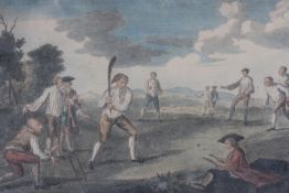 An 18th Century hand coloured cricketing print, entitled The Game of Cricket as played in the