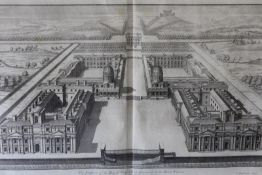 After Charles Campbell. two early architectural prints:The Royal Hospital, Greenwich and Althrop,