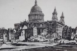 Sir Henry Rushbury (1889-1968), St Paul's Cathedral after the Blitz, signed and inscribed "To Dr