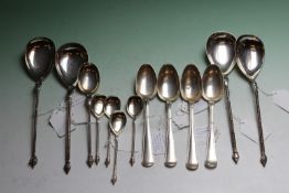 Four late 19th Century Danish silver coloured serving spoons by Peter Hertz, assayer Simon Groth,