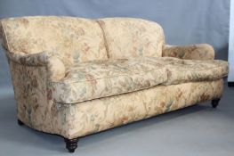 A Geroge Smith Howard style two seat settee, on short turned forelegs, fitted internally as a sofa