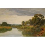 Thomas Pyne (1843-1935), Pair of river landscapes, signed, oil on board, 16 x 23cm. (2)