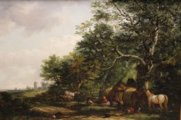 Thomas Smythe (1825-1906), Gypsy encampment, oil on canvas, 40 x 58cm. Provenance: Haynes Fine Art