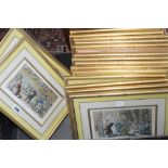 A group of nineteen Dr. Syntax engravings after Rowlandson, uniformly gilt frames, sight size