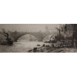 William Lionel Wyllie (1851-1931), A pair of etchings of London Bridge, and Southwark Bridge &