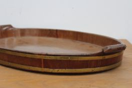 A George III mahogany and brass mounted gallery tray, 68cm wide