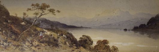 Edwin Aaron Penley (1807-1870), Lake and mountain landscape with figure in the foreground, signed