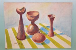 Fred Aris (b.1932-?), Still life, signed and dated 56, watercolour, 27 x 38cm.