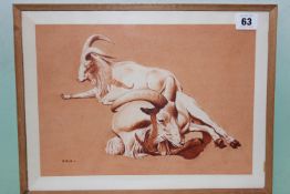 Fred Aris (b.1932-?), Goats, signed, watercolour, 22 x 31cm.