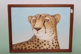 Fred Aris (b.1932-?), Cheetah, signed, oil on board, 30 x 40cm.