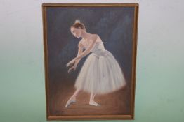 Fred Aris (b.1932-?), Ballet dancer, signed and dated 1965, oil on board, 39 x 28cm.