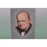 Fred Aris (b.1932-?), Winston Churchill, signed and dated 64, watercolour, 38 x 28cm.