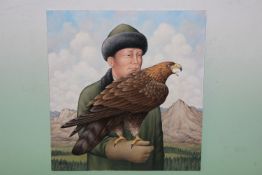 Fred Aris (b.1932-?), Golden Eagle, signed, oil on board, 38 x 36cm.