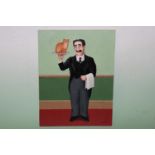 Fred Aris (b.1932-?), Groucho Marx, signed, oil on board, dated 2004 verso, 40 x 30cm.