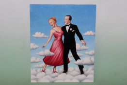 Fred Aris (b.1932-?), Fred Astaire and Ginger Rogers, signed and dated 2002, oil on board, 41 x