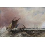 George Stainton (fl.1860-1890), Sailing boats in stormy seas, signed lower right, watercolour, 15
