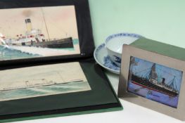 A group of thirteen watercolour postcards depicting wartime marine craft. All signed A White and