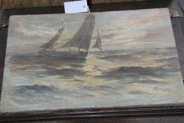 Early 20th Century School, Impressionist view of a sailing vessel (a Mounts Bay lugger) in choppy