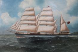 19th Century English School, A pier head portrait of the Anglo Norman a three masted ship off a