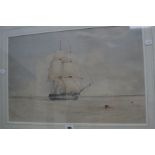 Sir Edward Augustus Inglefield R.N. (1820-1894), H.M.S. Vernon, signed and titled, watercolour, 35 x