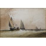 William Callow (1812-1908), “Fishing Boats”, Signed and dated 1841, Watercolour, 22 x 32cm.