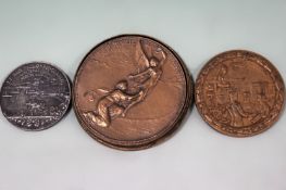 Bronze medallion - World Exposition International, Rio De Janeiro 1922 together with silver