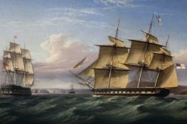 G….M…., Ships in an estuary, signed and dated 1840(?), oil on canvas, 79.5 x 131cm.