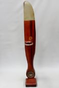 An early 20th Century laminated teak aircraft propeller section later mounted as a walking stick