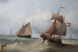 Henry Redmore (1820-1887), Fishing boats off the coast, oil on canvas, 28.5 x 44.5cm.