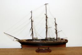A scratch built model of The Cutty Sark. 94cm long x 68cm high. Renowned for bringing the new crop