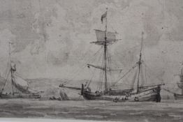 Edward William Cooke (1811-1880), Three marine sketches and four figure studies framed as one,