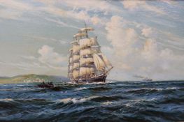 Wilfred Knox (1884-1966) (ARR), The “Passat” in the Bristol Channel, signed, oil on canvas, 59 x