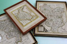 A 17th/18th Century hand coloured map. By Richard Blome of the county of Darbie. Framed. Another